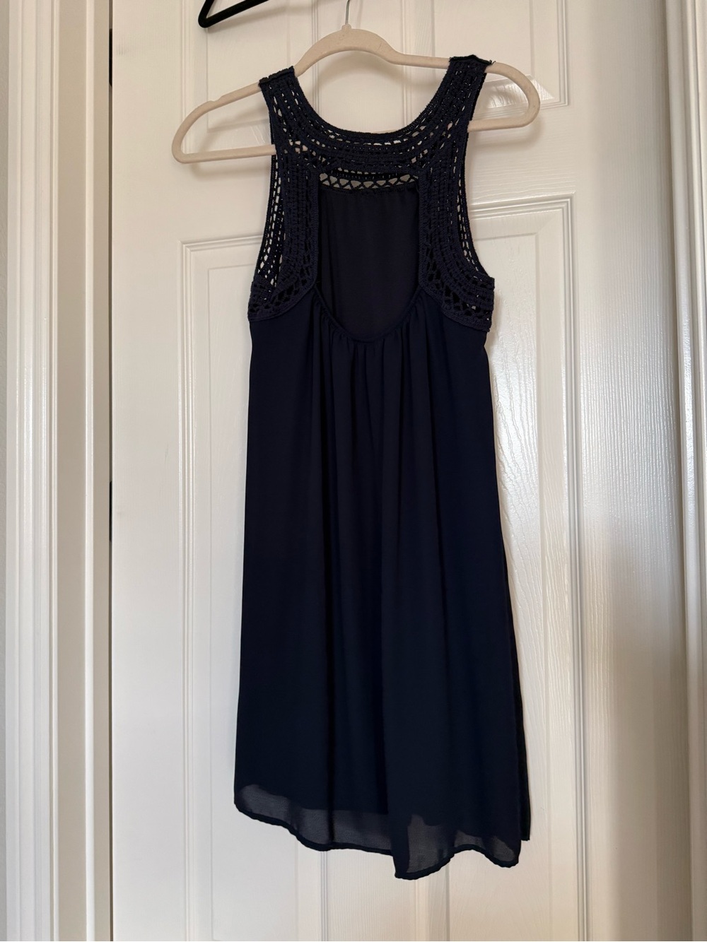 Blue Rain Navy Crochet Yoke Mini Dress - Picture 3 of 4